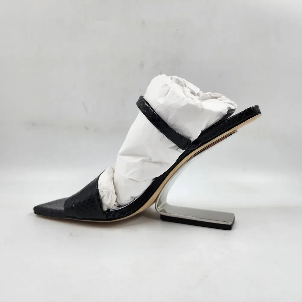 Cult Gaia Rene Cantilevered Sandals Women's 38.5 Black Iron Heel + - Picture 2 of 15